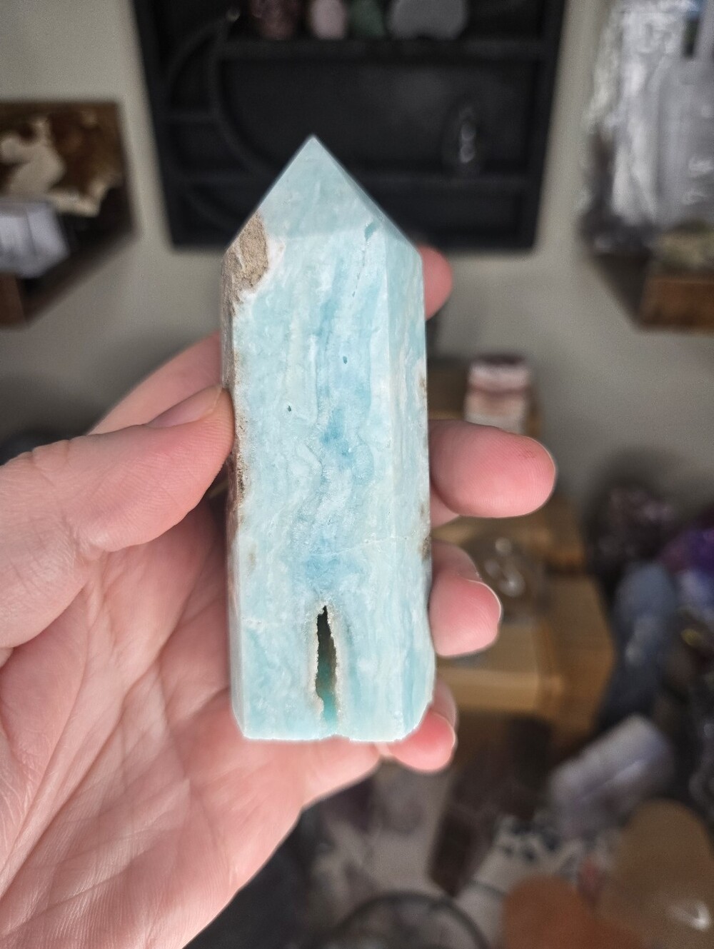 Druzy Blue Aragonite Crystal Point Tower
